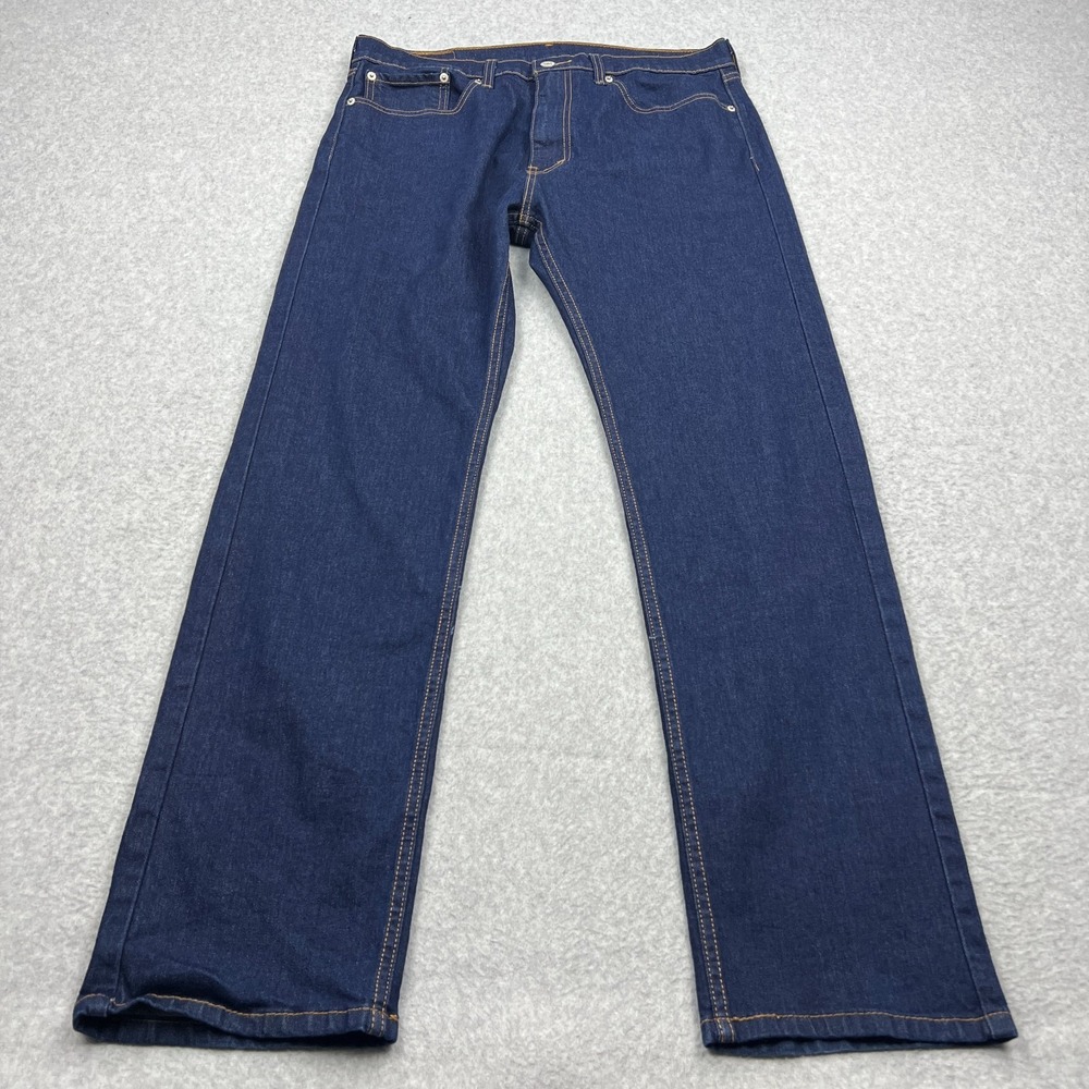 Levis 505 Jeans Men's 34x32 Blue Dark Wash Cotton Regular Fit Straight Leg Denim
